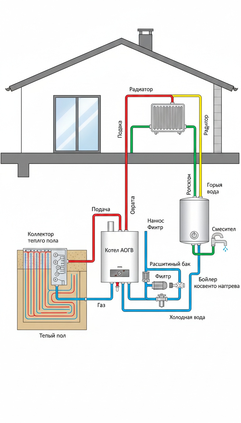 Монтаж обвязки котла в Губахе цены от 3110 руб.